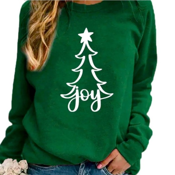 unbranded Tops - Women’s Green Joy Christmas tree sweatshirt SMALL NWOT